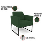Kit 2 Poltronas Base Industrial Preto Marisa Veludo Verde D03