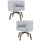 Kit 2 Poltronas Base Ka Madeira Betina C-315 Linho Cinza - Do