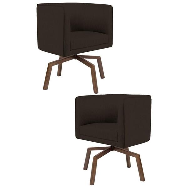 Kit 2 Poltronas Base Ka Madeira Betina C-34 Corano Marrom - D