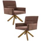 Kit 2 Poltronas Base Madeira Angel B-276 Veludo Ferrugem