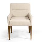 Kit 2 Poltronas Base Madeira Angel C-129 Linho Bege Claro - D