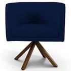 Kit 2 Poltronas Base Madeira Betina B-304 Veludo Azul Marinho