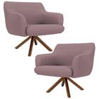 Kit 2 Poltronas Base Madeira Jade B-305 Veludo Rosê