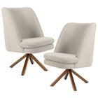 Kit 2 Poltronas Base Madeira Pérsia B-309 Suede Bege