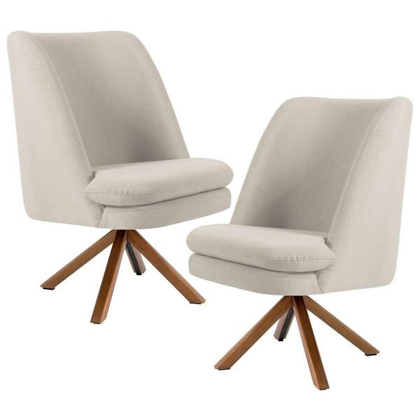 Kit 2 Poltronas Base Madeira Pérsia B-309 Suede Bege