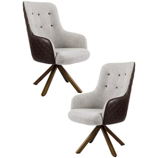 Kit 2 Poltronas Base Madeira Valentina B-98 Linho Corano Bege