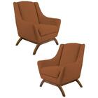 Kit 2 Poltronas Base Manu Madeira Juliet B-262 Veludo Telha-
