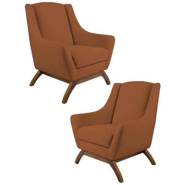 Kit 2 Poltronas Base Manu Madeira Juliet B-262 Veludo Telha-