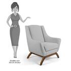 Kit 2 Poltronas Base Manu Madeira Juliet C-316 Linho Cinza -