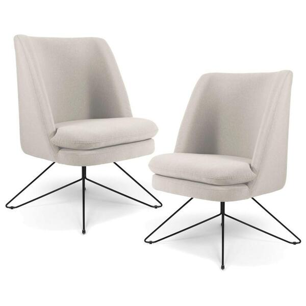 Kit 2 Poltronas Base Orby Fixa Pérsia C-107 Linho Bege - Domi