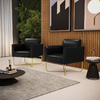 Kit 2 Poltronas Base X Industrial Dourado Marisa Corano - Pre