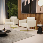 Kit 2 Poltronas Base X Industrial Dourado Marisa Corino Bege