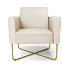 Kit 2 Poltronas Base X Industrial Dourado Marisa Corino Bege