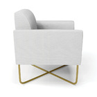 Kit 2 Poltronas Base X Industrial Dourado Marisa Linho Cinza