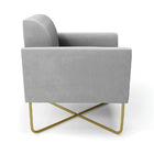 Kit 2 Poltronas Base X Industrial Dourado Marisa Suede - Cinza