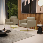 Kit 2 Poltronas Base X Industrial Dourado Marisa Suede - Marr