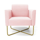 Kit 2 Poltronas Base X Industrial Dourado Marisa Suede - Rosa