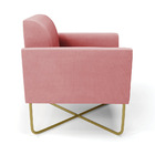 Kit 2 Poltronas Base X Industrial Dourado Marisa Suede Rosê