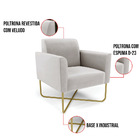 Kit 2 Poltronas Base X Industrial Dourado Marisa Veludo - Cin