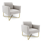 Kit 2 Poltronas Base X Industrial Dourado Marisa Veludo - Cin