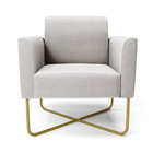 Kit 2 Poltronas Base X Industrial Dourado Marisa Veludo Cinza