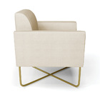 Kit 2 Poltronas Base X Industrial Dourado Marisa Veludo Luxo