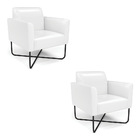 Kit 2 Poltronas Base X Industrial Preto Marisa Corano Branco