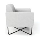 Kit 2 Poltronas Base X Industrial Preto Marisa Linho Cinza A05