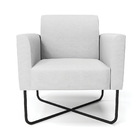 Kit 2 Poltronas Base X Industrial Preto Marisa Linho Cinza A05