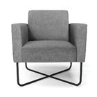 Kit 2 Poltronas Base X Industrial Preto Marisa Linho Grafite