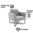 Kit 2 Poltronas Base X Industrial Preto Marisa Suede Cinza