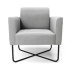 Kit 2 Poltronas Base X Industrial Preto Marisa Suede Cinza