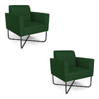 Kit 2 Poltronas Base X Industrial Preto Marisa Veludo Luxo D0