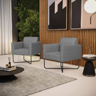 Kit 2 Poltronas Base X Industrial Preto Marisa Veludo Luxo Gr