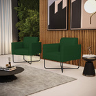 Kit 2 Poltronas Base X Industrial Preto Marisa Veludo Luxo Ve