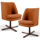 Kit 2 Poltronas Base Xis Madeira Pérsia B-262 Suede Telha