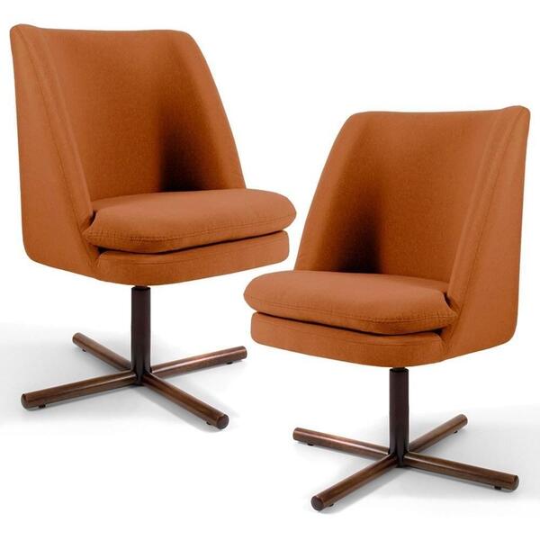 Kit 2 Poltronas Base Xis Madeira Pérsia B-262 Suede Telha