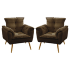 Kit 2 Poltronas Beta Sued Marrom Aradecor