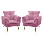 Kit 2 Poltronas Beta Sued Rosê Aradecor
