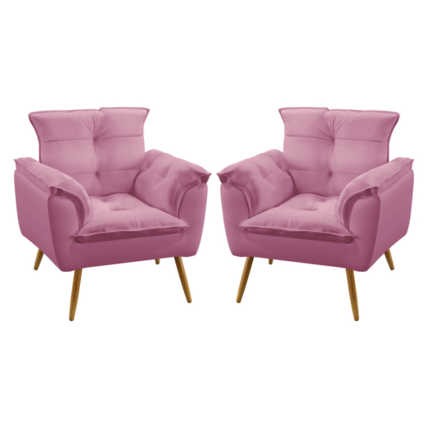 Kit 2 Poltronas Beta Sued Rosê Aradecor