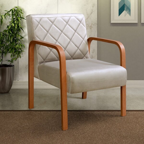 Kit 2 Poltronas Cadeira Decorativa Sala, Recepção Lara Bege C