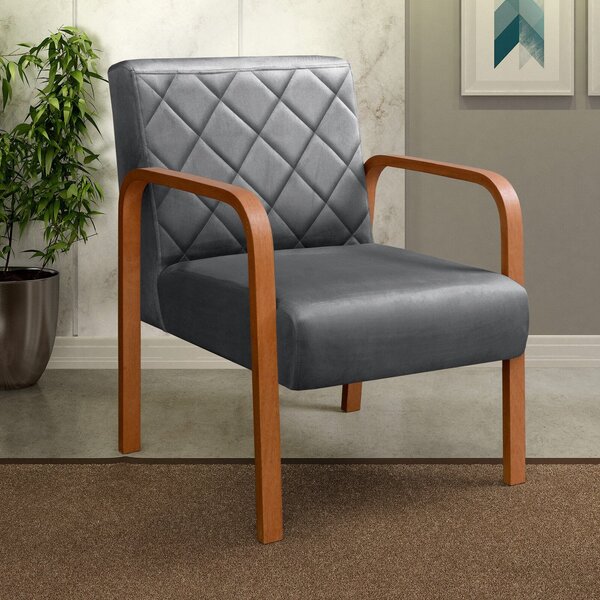 Kit 2 Poltronas Cadeira Decorativa Sala, Recepção Lara Cinza