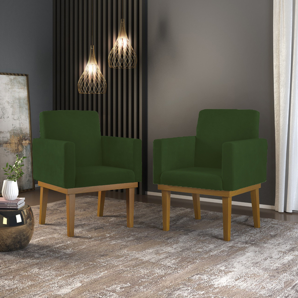 Kit 2 Poltronas Cadeira Reforçada - Escritório Recepção Verde