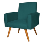 Kit 2 Poltronas Cadeiras Decorativas Suede Liso Azul Turquesa