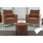 Kit 2 Poltronas Chicago Com Puff - Ferrugem Veludo