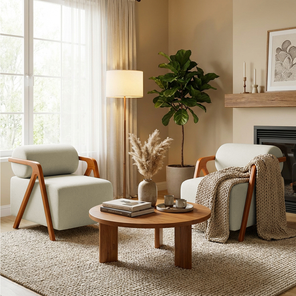 Kit 2 Poltronas Chloe Decorativas Orgânicas Bouclé Premium De