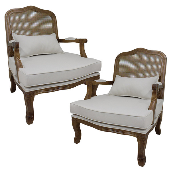 Kit 2 Poltronas Clássica King Com Tela Entalhada Verniz Imbui