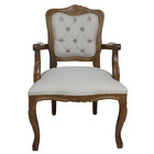 Kit 2 Poltronas Clássica Luiz Xv Verniz Imbuia E Linho Bege C