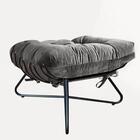 Kit 2 Poltronas Com 2 Puffs Banqueta Sala Suede Cinza