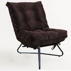 Kit 2 Poltronas Com 2 Puffs Banqueta Sala Suede Marrom